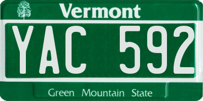 VT license plate YAC592
