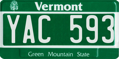 VT license plate YAC593