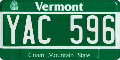 VT license plate YAC596