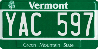 VT license plate YAC597