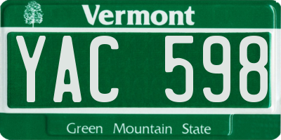 VT license plate YAC598