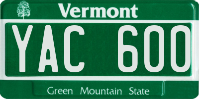 VT license plate YAC600