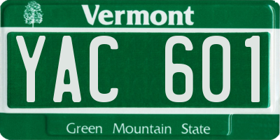 VT license plate YAC601