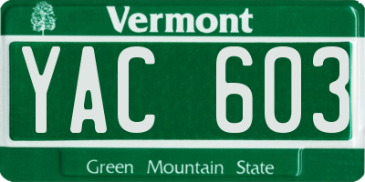 VT license plate YAC603