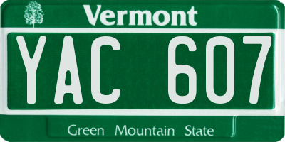VT license plate YAC607