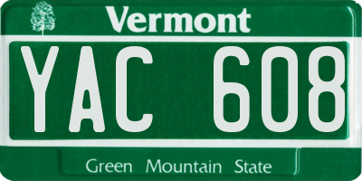 VT license plate YAC608