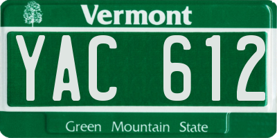 VT license plate YAC612