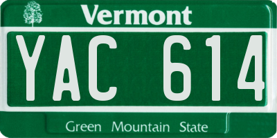 VT license plate YAC614