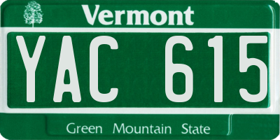 VT license plate YAC615