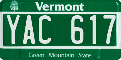 VT license plate YAC617
