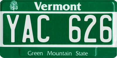 VT license plate YAC626