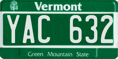 VT license plate YAC632