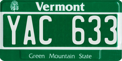 VT license plate YAC633