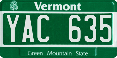 VT license plate YAC635