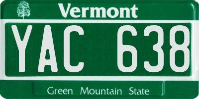 VT license plate YAC638