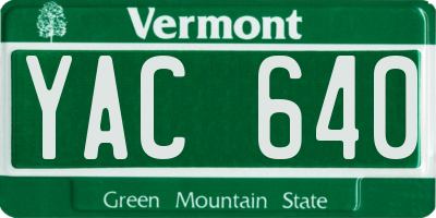VT license plate YAC640