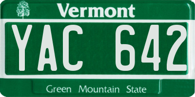 VT license plate YAC642