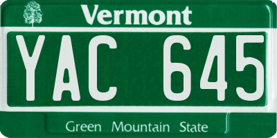 VT license plate YAC645