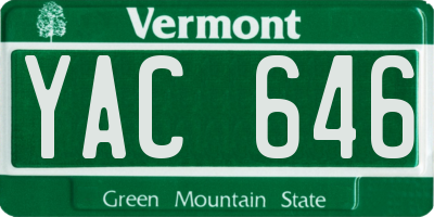 VT license plate YAC646