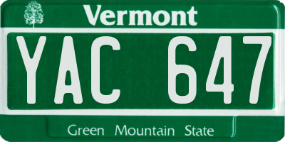 VT license plate YAC647