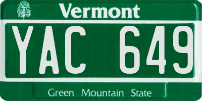VT license plate YAC649