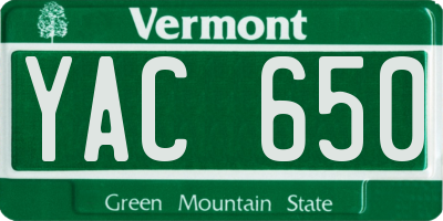 VT license plate YAC650