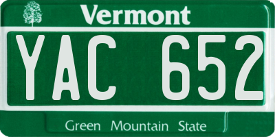 VT license plate YAC652
