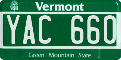 VT license plate YAC660