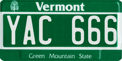 VT license plate YAC666