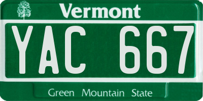 VT license plate YAC667