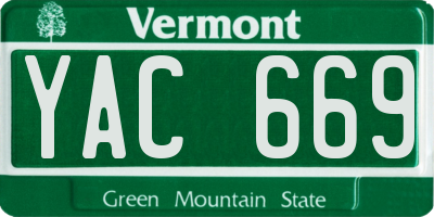 VT license plate YAC669