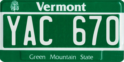 VT license plate YAC670