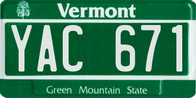VT license plate YAC671