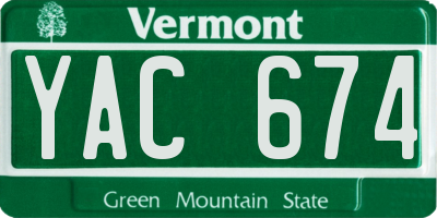 VT license plate YAC674