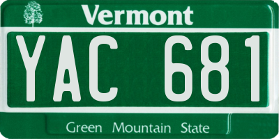 VT license plate YAC681