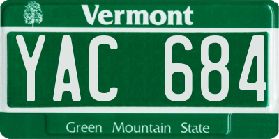 VT license plate YAC684
