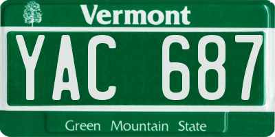 VT license plate YAC687