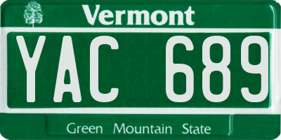 VT license plate YAC689
