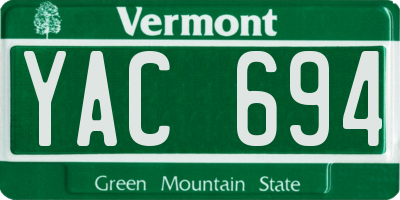 VT license plate YAC694