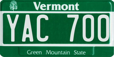 VT license plate YAC700