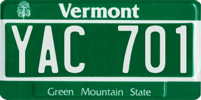 VT license plate YAC701