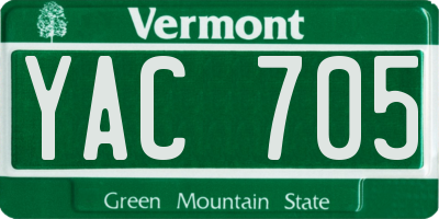 VT license plate YAC705