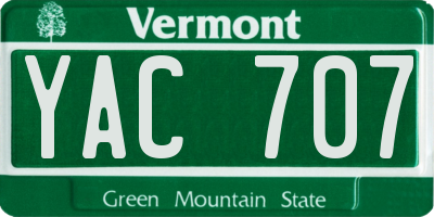 VT license plate YAC707