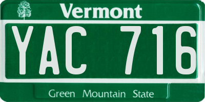 VT license plate YAC716