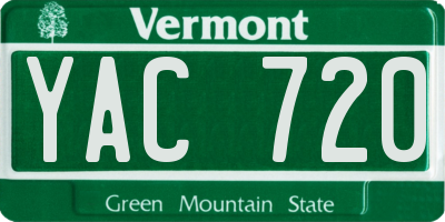 VT license plate YAC720