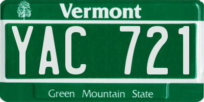 VT license plate YAC721