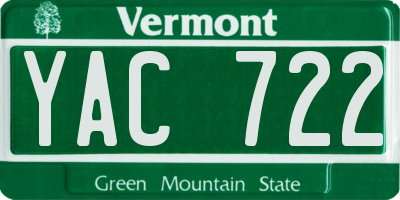 VT license plate YAC722