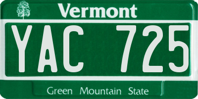VT license plate YAC725