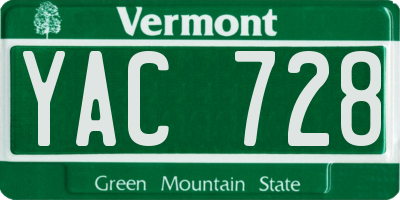 VT license plate YAC728