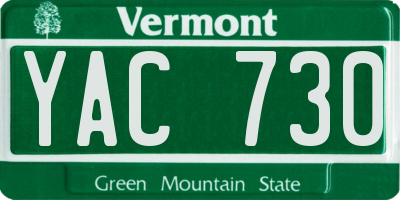 VT license plate YAC730